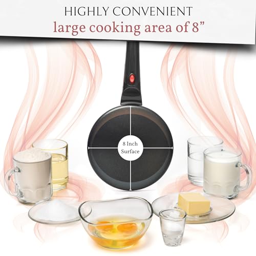 Moss & Stone Electric Crepe Maker – 8” Portable Crepe Pan Nonstick with Dipping Plate, Auto Shut-Off, On/Off Switch, Even Heating & One Automatic Temperature Control – Compact Crepe Maker - Image 3