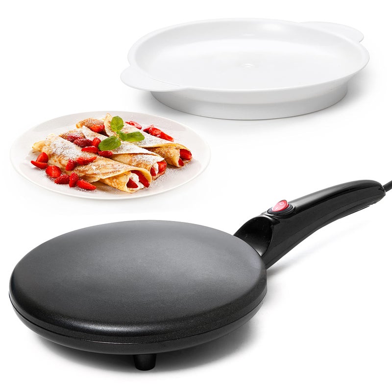 Moss & Stone Electric Crepe Maker – 8” Portable Crepe Pan Nonstick with Dipping Plate, Auto Shut-Off, On/Off Switch, Even Heating & One Automatic Temperature Control – Compact Crepe Maker - Image 1
