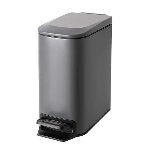 Cesun Small Bathroom Trash Can with Lid Soft Close, Step Pedal, 6 Liter / 1.6 Gallon Stainless Steel Garbage Can with Removable Inner Bucket, Anti-Fingerprint Finish (Gray) - Image 1