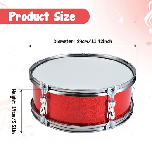UGPLM 11inch Snare Drum with Adjustable Strap Professional Percussion Instrument Musical Instruments for Teens Birthday Gifts, Red - Image 2