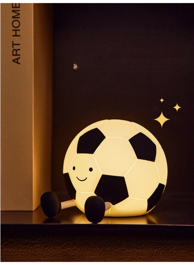 Football Silicone Night Light | Tap to Adjust 3 Brightness Levels | 30-Minute Timer u0026 1200mAh Battery - Image 1