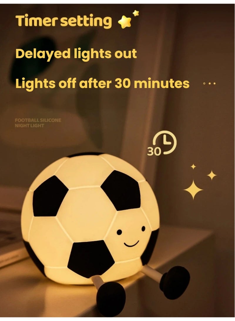 Football Silicone Night Light | Tap to Adjust 3 Brightness Levels | 30-Minute Timer u0026 1200mAh Battery - Image 5