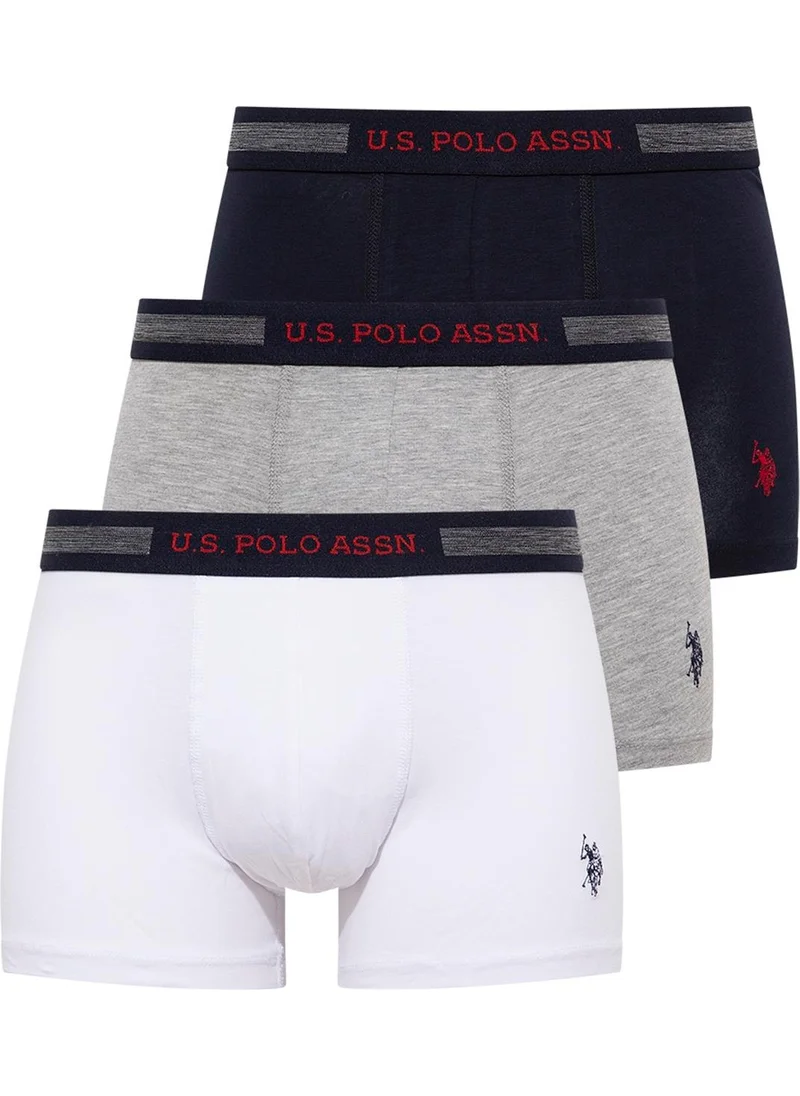 U.S. Polo Assn. Base. Polo Assn. - Men's Navy Blue - White - Gray Melange 3-Piece Boxer 90004