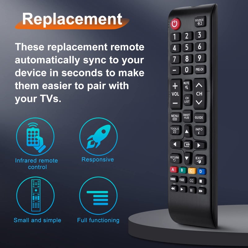 LOUTOC (Pack of 2) Universal for Samsung TV Remote Replacement,BN59-01301A for Samsung Smart TV LED LCD HDTV QLED SUHD UHD 4K 3D - Image 4