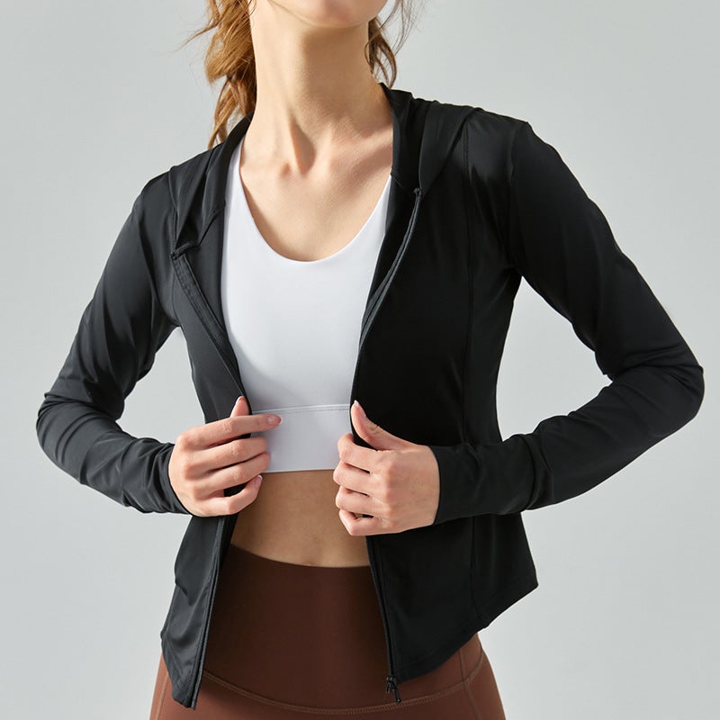 اسم المحتوى ناريلا Summer Hooded Slim Sunscreen Lightweight UV Protection Yoga Top Iceland Blue - Image 5