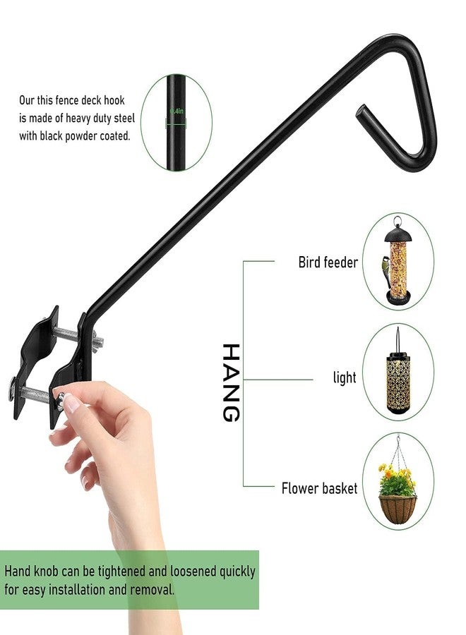 MIXXIDEA Fence Deck Hook Rail Hook Hanging Hook Mounting Kit Heavy Duty Bird Feeder Hook, Decorative Hook Hanger for Bird Feeders, Planters, Suet Baskets, Lanterns on Balcony Porch Railing Fence - Image 2