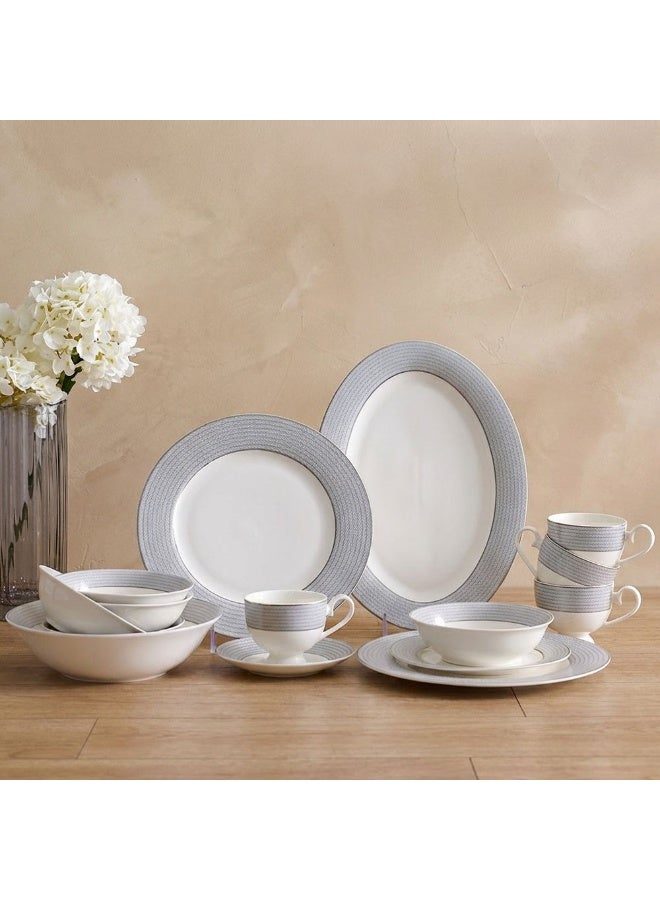 DANUBE HOME Noor 32-Piece New Bone China Dinner Set - Serves 6 | Elegant Tableware for Modern Dining | Premium Dinnerware Set with Plates, Bowls & Cups - Image 5