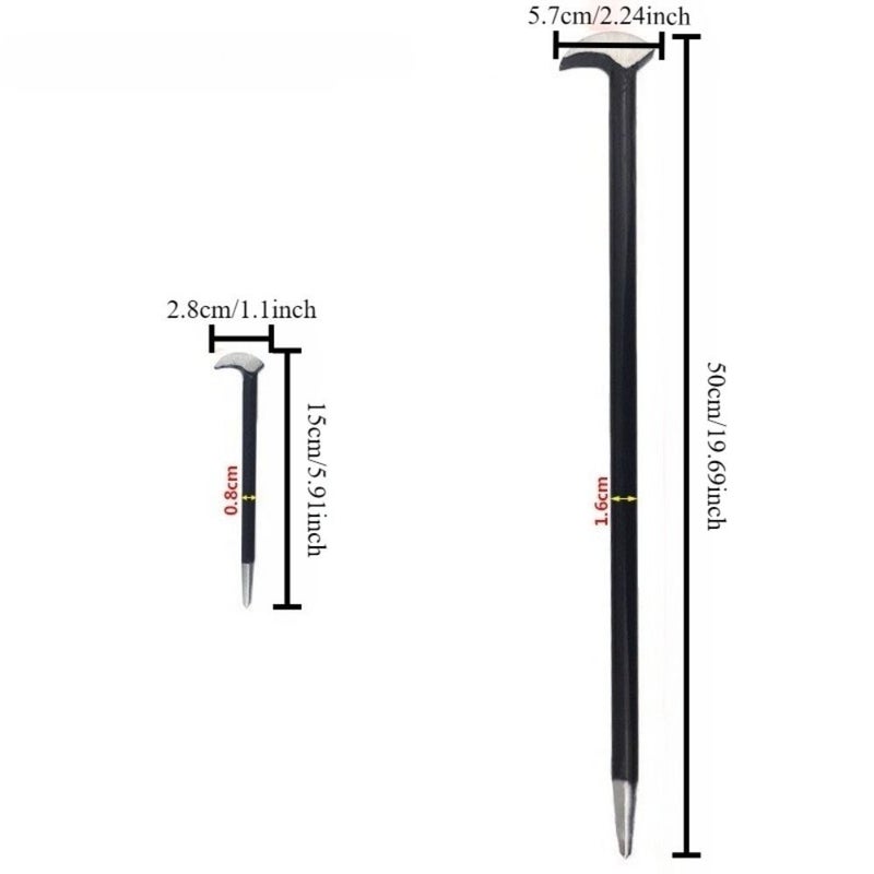 Rolling Head Pry Bar Set 2pcs Lever Tool Kit 2 Sizes Automotive Adjustment - Image 2