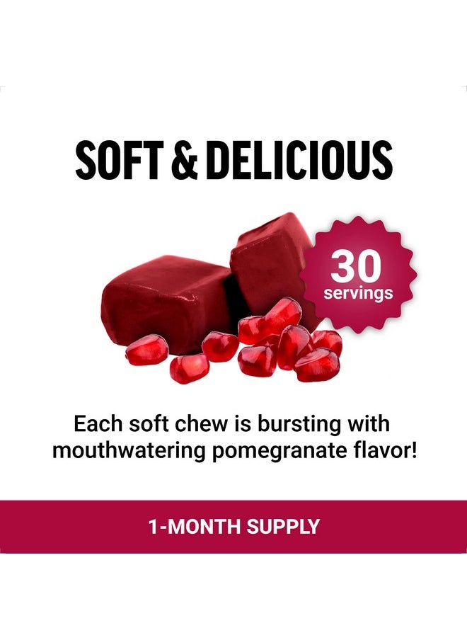 Force Factor Force Factor Pomegranate Soft Chews for Healthy Aging, Heart Health, Bone Health, & Brain Health, Superfood & Antioxidants Supplement, Non-GMO, Gluten-Free, Vegan, Pomegranate Flavor, 30 Soft Chews  - Image 2