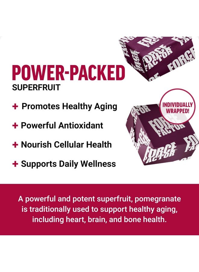 Force Factor Force Factor Pomegranate Soft Chews for Healthy Aging, Heart Health, Bone Health, & Brain Health, Superfood & Antioxidants Supplement, Non-GMO, Gluten-Free, Vegan, Pomegranate Flavor, 30 Soft Chews  - Image 1