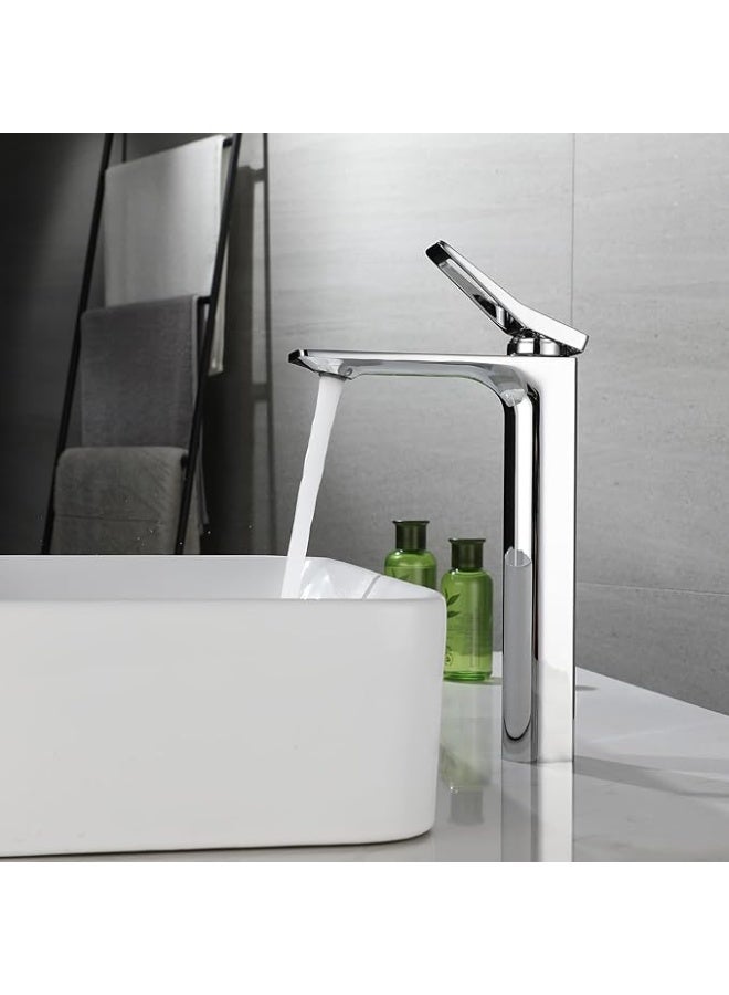 روما خلاط مغسلة طويل روما بتشطيب كروم لامع بتصميم عصري مناسب للأحواض السطحية - Image 1