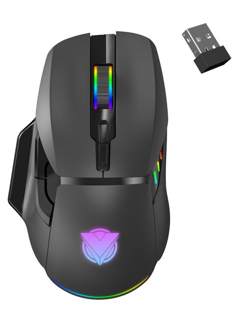 ماوس ألعاب لاسلكي عالي الأداء، 7 أزرار، 3 أوضاع DPI، قابل لإعادة الشحن، ألوان RGB مضيئة
