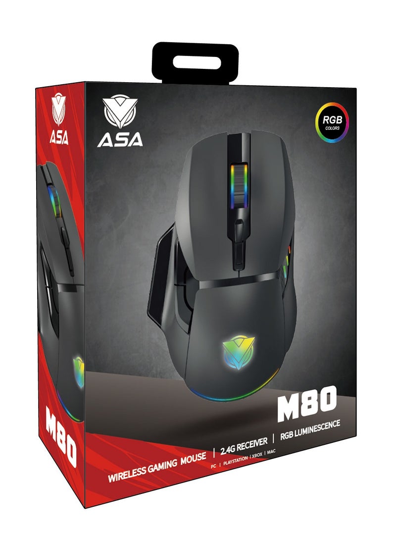 ASA - Wireless Gaming Mouse with High Performance, 7 Buttons, 3 DPI Modes, Rechargeable, Luminescence RGB Color - Image 1
