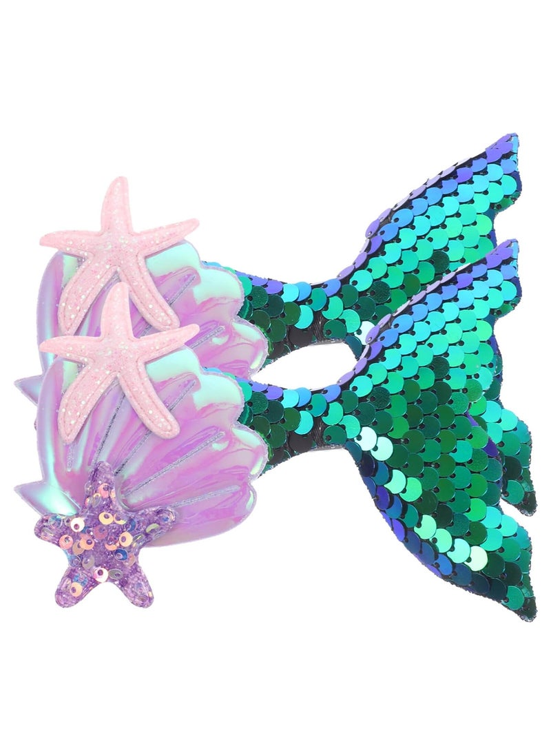 Beaupretty Beaupretty 2pcs Mermaid Hair Clips Sequin Hairpins Glitter Princess Hair Accessories For Grils Women for Halloween Holiday Birthday 