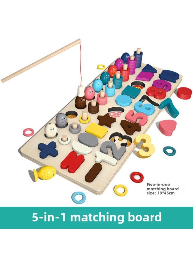 أحجية الأطفال 1 مكعبات بناء رقمية 2-3 سنوات ونصف تستفيد من تنمية الذكاء وتنوير الطفل للأولاد والبنات ألعاب التعليم المبكر - اللون: لوحة اقتران خمسة في واحد - Image 1