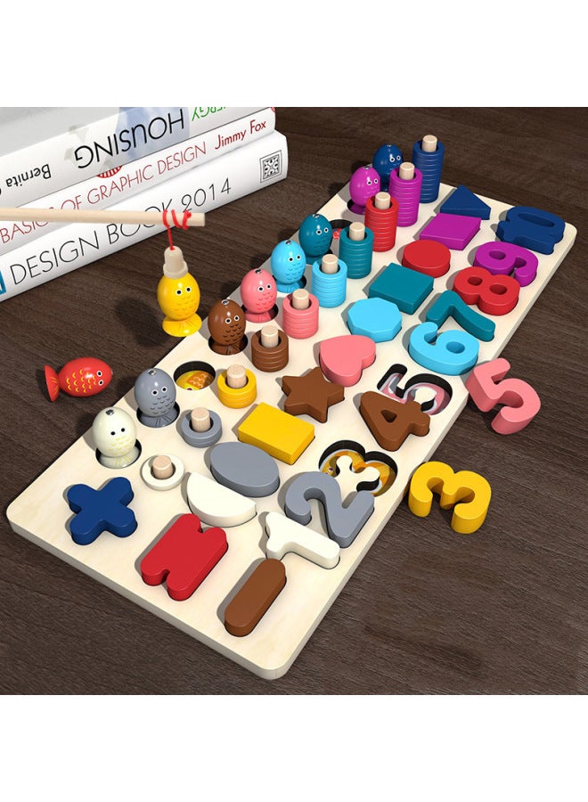 أحجية الأطفال 1 مكعبات بناء رقمية 2-3 سنوات ونصف تستفيد من تنمية الذكاء وتنوير الطفل للأولاد والبنات ألعاب التعليم المبكر - اللون: لوحة اقتران خمسة في واحد - Image 2