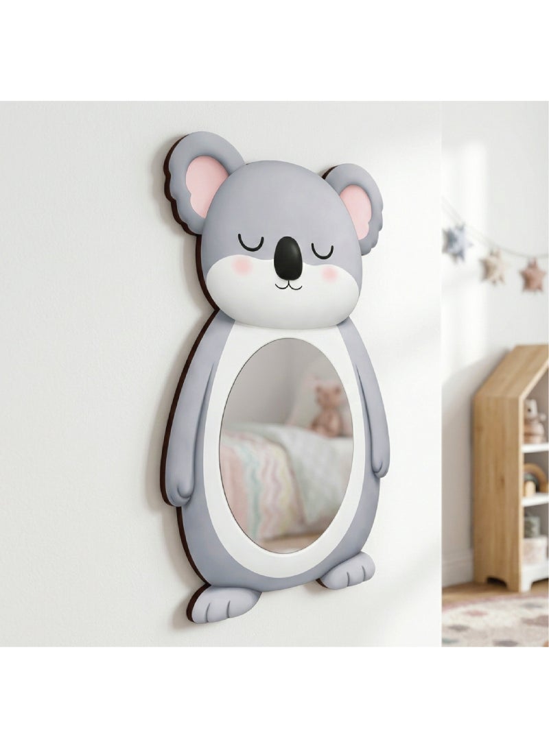 A unisex cartoon koala-shaped children's wall mirror, made of high-quality wood with a cute and modern design, completely safe for children and unbreakable, lightweight and easy to install, ideal for decorating children's rooms and adding a beautiful and fun touch to the place. - Image 1