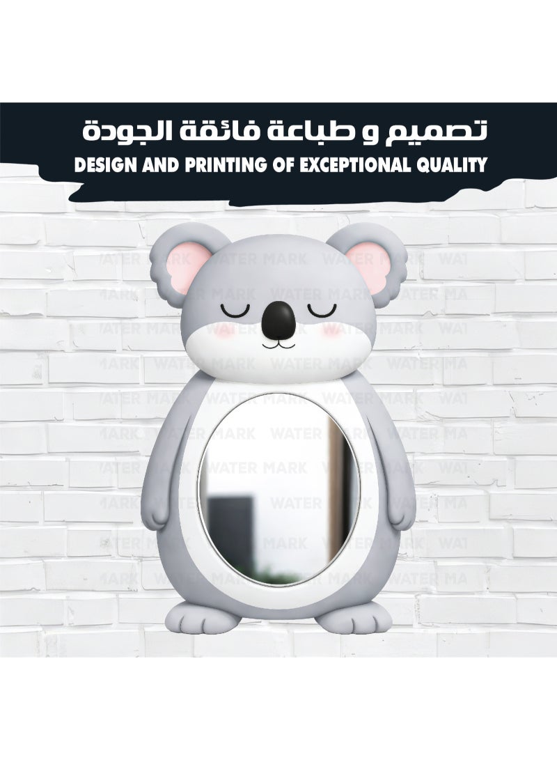 A unisex cartoon koala-shaped children's wall mirror, made of high-quality wood with a cute and modern design, completely safe for children and unbreakable, lightweight and easy to install, ideal for decorating children's rooms and adding a beautiful and fun touch to the place. - Image 2