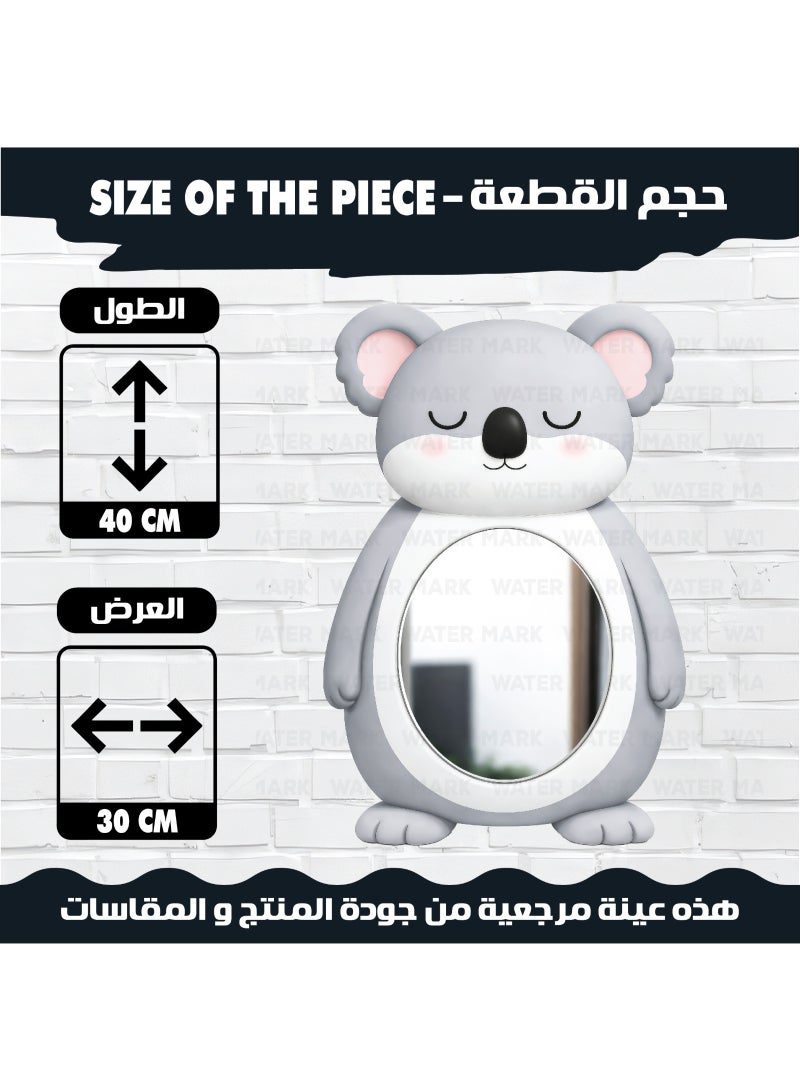A unisex cartoon koala-shaped children's wall mirror, made of high-quality wood with a cute and modern design, completely safe for children and unbreakable, lightweight and easy to install, ideal for decorating children's rooms and adding a beautiful and fun touch to the place. - Image 3