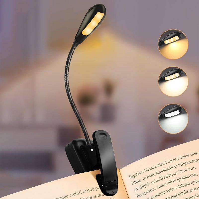لوبيتيز مصباح كتاب، مصباح قراءة مشبك ، 9 أوضاع، مصباح قراءة مشبك LED، مصباح قراءة قابل لإعادة الشحن عبر USB للعناية بالعين للأطفال، مصباح كتاب مشبك مرن للقراءة في السرير - Image 1