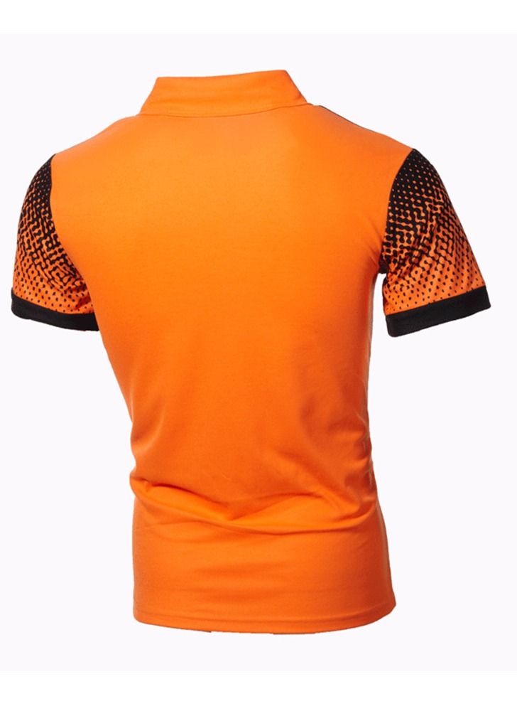 Loquat Men's Gradual Color 3D Printing Slim Fitting Polo Shirt  - Image 2