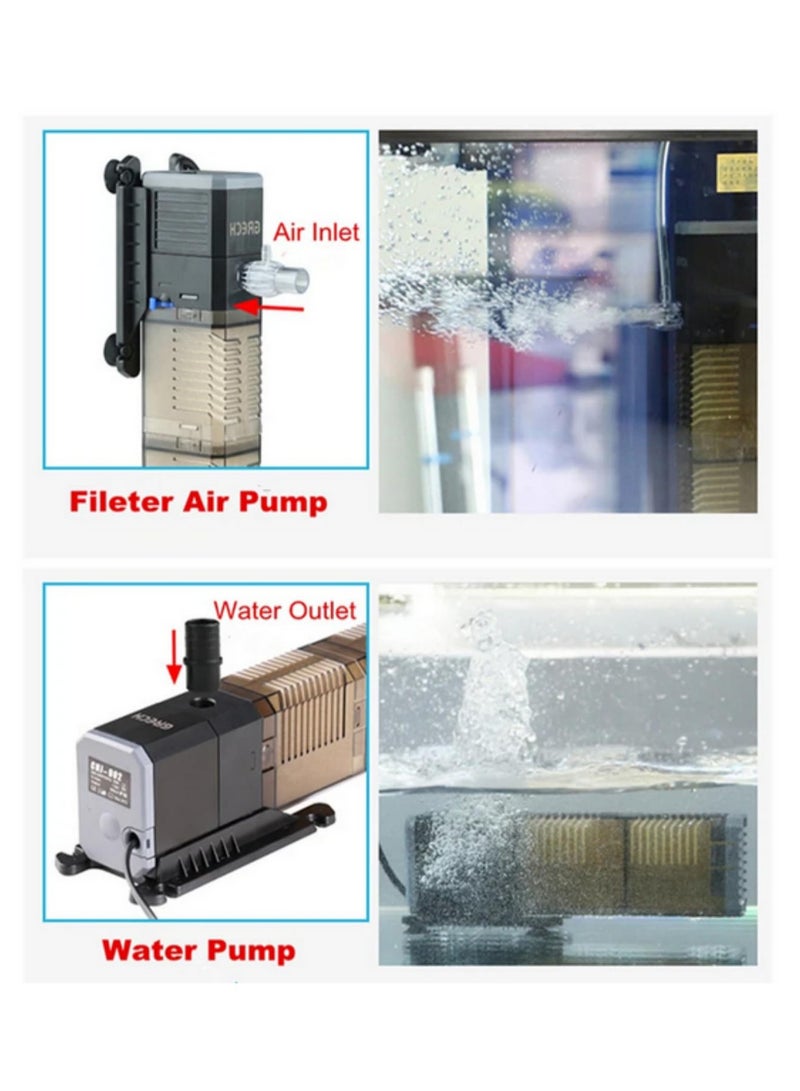 Generic 3 in1 Submersible Aquarium Pump 8W Fish Tank Filter Air Pump Water Pump with Adjustable Flow Propeller Design Multi Fountain Heads Cleans Water Reduces Odor Increases Oxygen - Image 3
