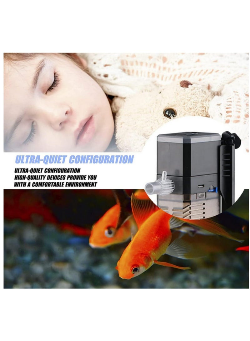 Generic 3 in1 Submersible Aquarium Pump 8W Fish Tank Filter Air Pump Water Pump with Adjustable Flow Propeller Design Multi Fountain Heads Cleans Water Reduces Odor Increases Oxygen - Image 5