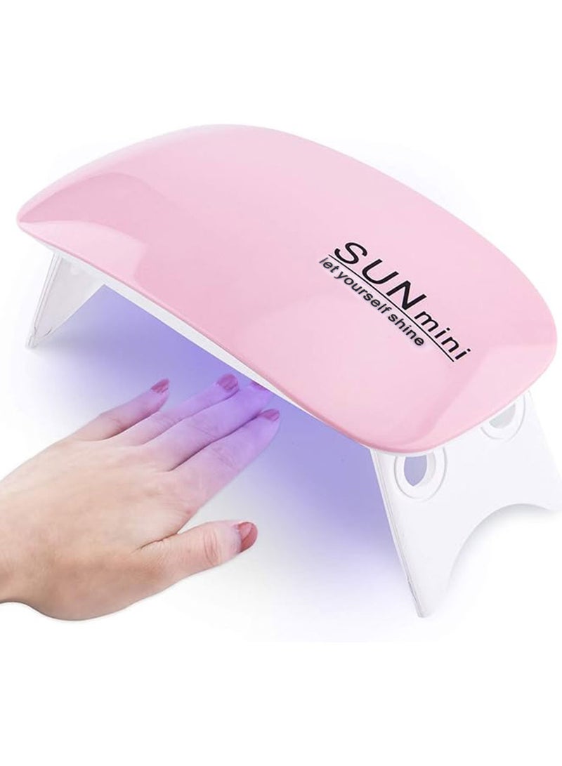 SUNmini Mini UV LED Nail Lamp for Gel Polish, 6W Portable Rechargeable Nail Dryer, Sunlight Simulation, Foldable Design, USB Powered Compact Nail Light for Travel or Home Use (Pink) - Image 1