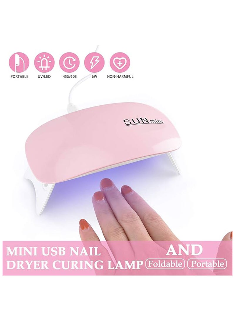 SUNmini Mini UV LED Nail Lamp for Gel Polish, 6W Portable Rechargeable Nail Dryer, Sunlight Simulation, Foldable Design, USB Powered Compact Nail Light for Travel or Home Use (Pink) - Image 3