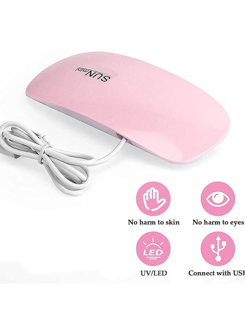 SUNmini Mini UV LED Nail Lamp for Gel Polish, 6W Portable Rechargeable Nail Dryer, Sunlight Simulation, Foldable Design, USB Powered Compact Nail Light for Travel or Home Use (Pink) - Image 2