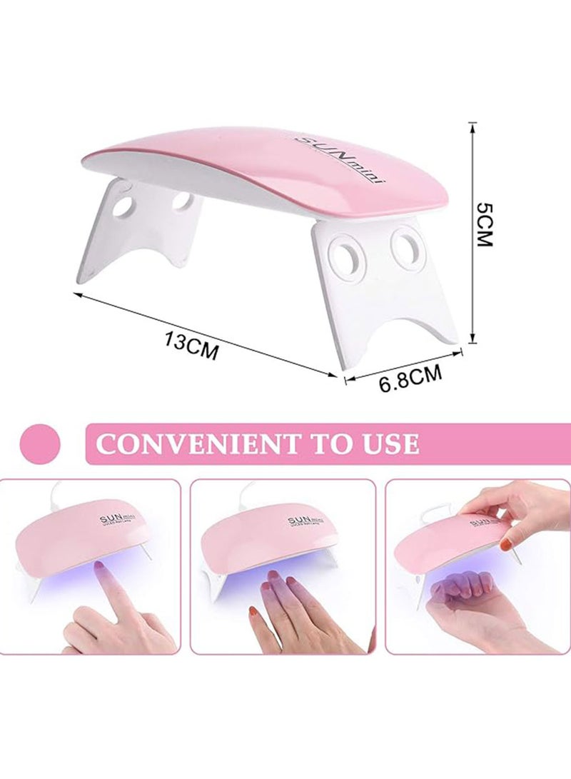 SUNmini Mini UV LED Nail Lamp for Gel Polish, 6W Portable Rechargeable Nail Dryer, Sunlight Simulation, Foldable Design, USB Powered Compact Nail Light for Travel or Home Use (Pink) - Image 4