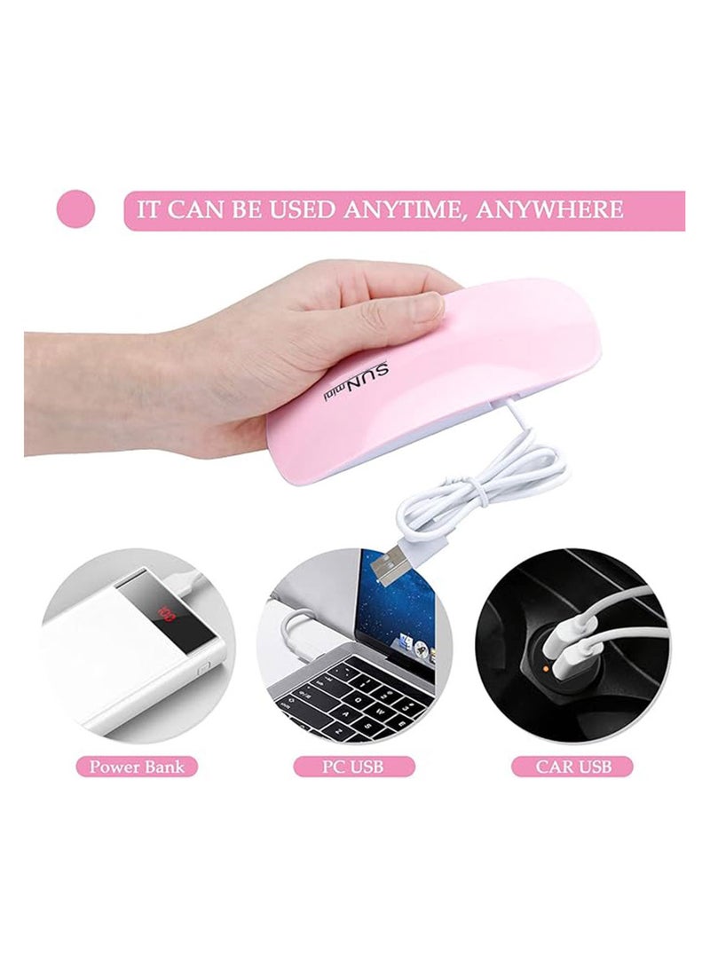 SUNmini Mini UV LED Nail Lamp for Gel Polish, 6W Portable Rechargeable Nail Dryer, Sunlight Simulation, Foldable Design, USB Powered Compact Nail Light for Travel or Home Use (Pink) - Image 5