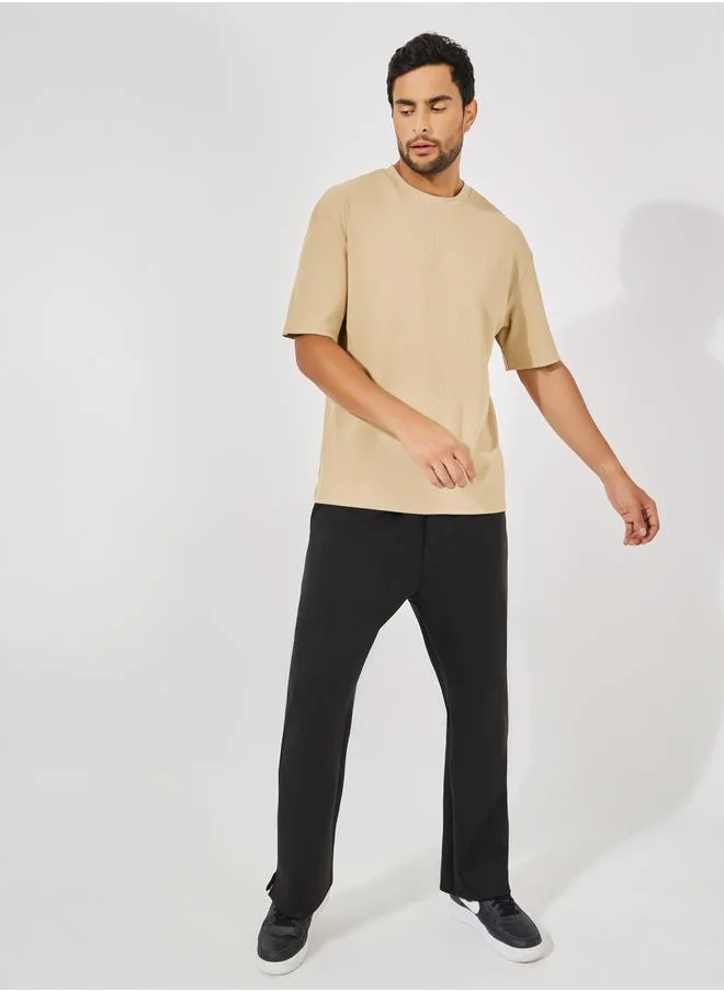 ستايلي Ribbed Oversized Heavy Jersey T-Shirt