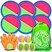 Tulyra Toss and Catch Ball Set Outdoor Games BeachBackyardLawn Games Paddle Ball and Catch Game Gifts for KidsAdultsFamily 6 Paddles 4 BallsCatching GlovesCarrying Bag - Image 3