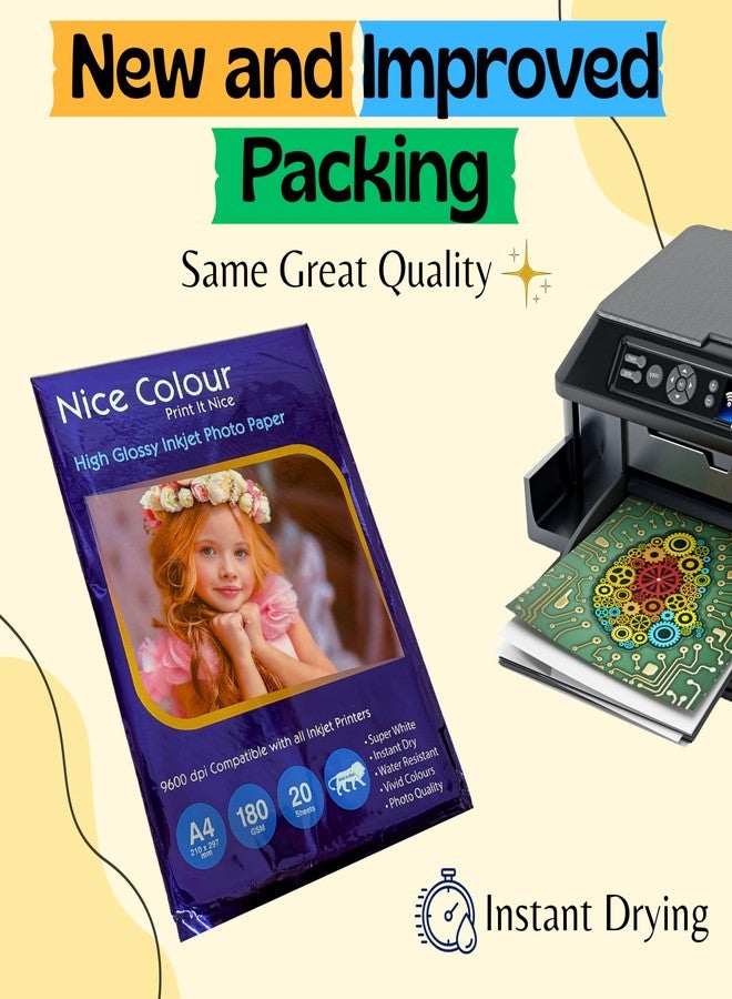 LC Glossy Photo Paper 180 GSM A4 Size | Compatible with Inkjet Printers | Pack of 1 (20 sheets) - Image 3