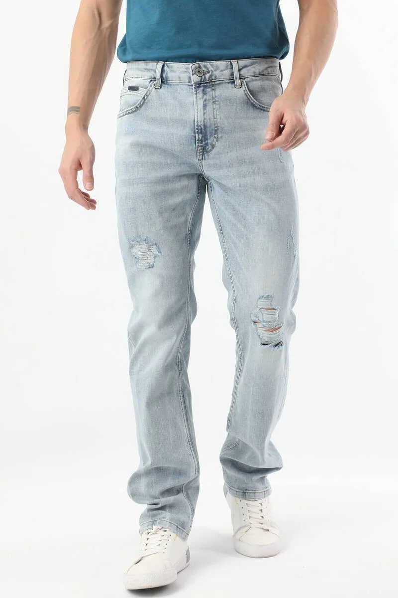 باني جينز Men's Series Ripped Jeans Light Blue