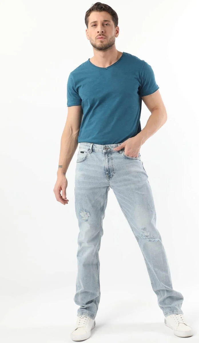 باني جينز Men's Series Ripped Jeans Light Blue