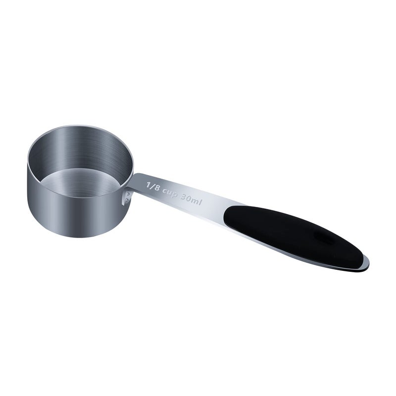 LEIFENY 1PCS 18Cup 30ml 1oz Single Measuring Cup with Black Silicone Grip Stainless Steel Individual Measure Scoop Only