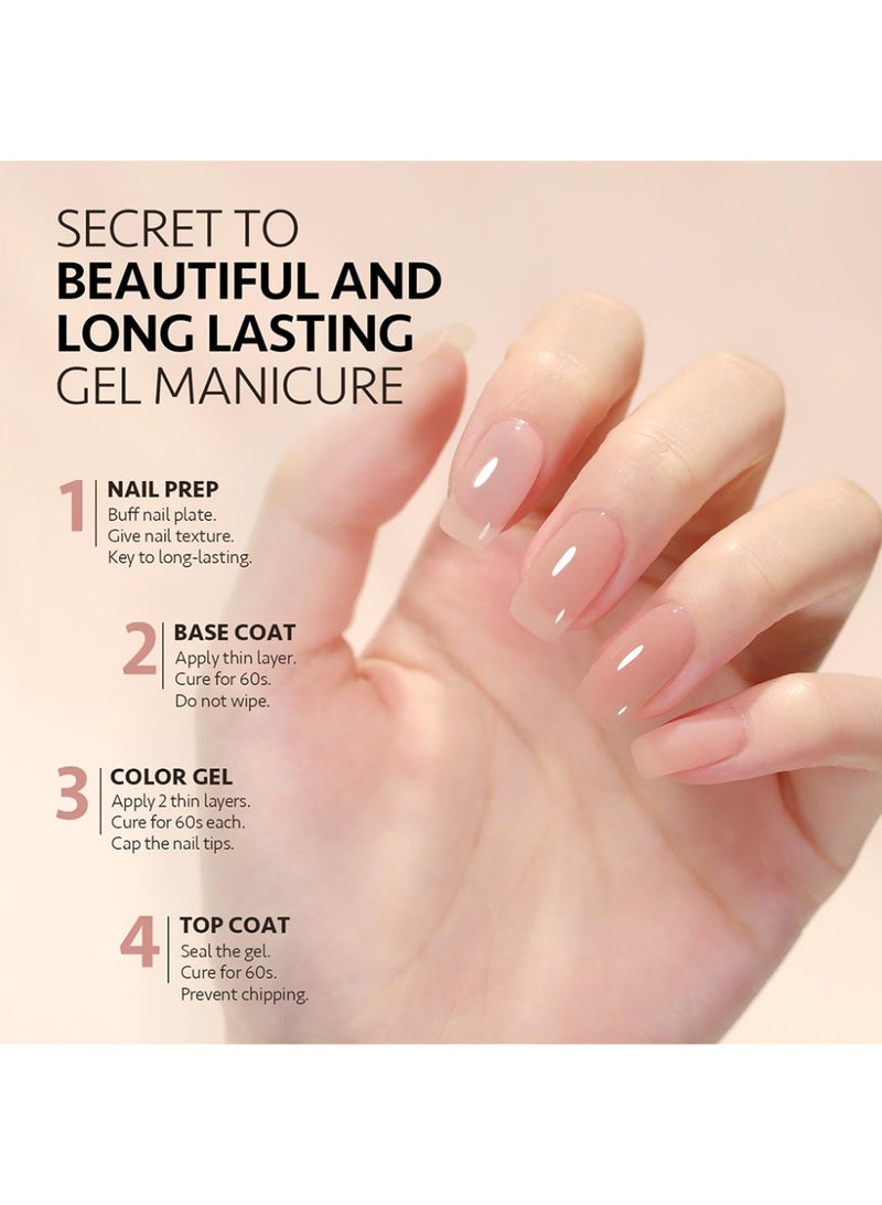 XEIJAYI UV/LED Gel Polish, Nude Pink Jelly Gel Polish, Cured Sheer Transparent Nude Gel Nail Polish, Long-Lasting Chip-Resistant Soft Pink Gel Polish for Long Coffin Nails Art, Salon & Home Use 10ml - Image 4