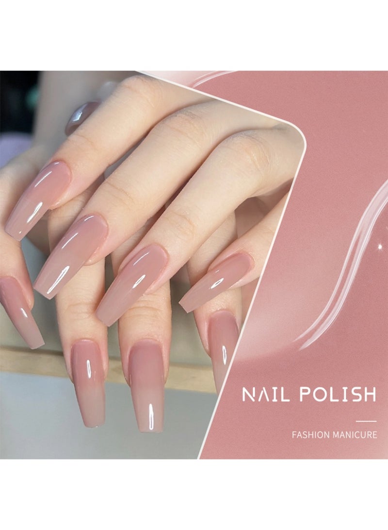 XEIJAYI UV/LED Gel Polish, Nude Pink Jelly Gel Polish, Cured Sheer Transparent Nude Gel Nail Polish, Long-Lasting Chip-Resistant Soft Pink Gel Polish for Long Coffin Nails Art, Salon & Home Use 10ml - Image 2