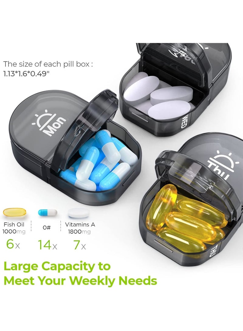 Suntown Canvas Bag Weekly Pill Organizer 2 Times a Day, Large AM/PM Pill Box 7 Day with Portable Zipper Cloth Bag for Holding Supplements, Vitamins and Fish Oils - Image 3