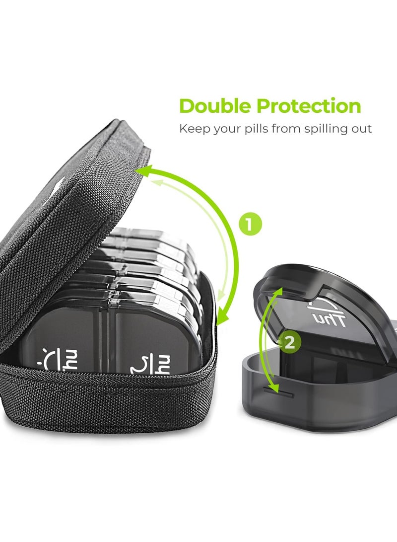 Suntown Canvas Bag Weekly Pill Organizer 2 Times a Day, Large AM/PM Pill Box 7 Day with Portable Zipper Cloth Bag for Holding Supplements, Vitamins and Fish Oils - Image 4