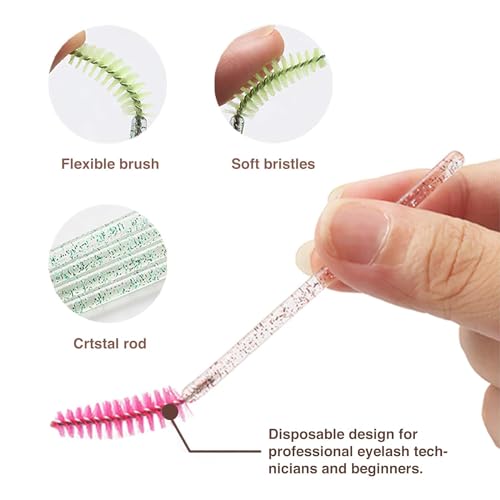 VOIISH Eyelash Mascara Brushes Wands Applicator for Eyelash Extensions and Eyebrow Brush | Eyelash Brush Spoolies 50pcs - Image 3