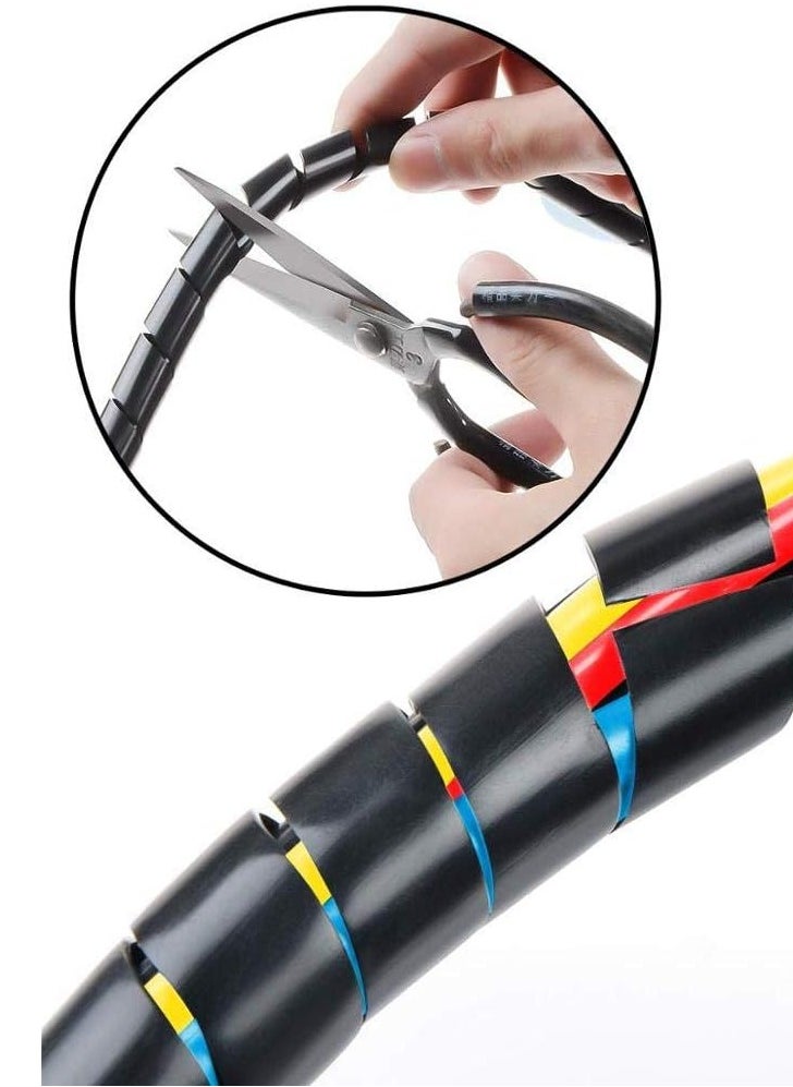 HASANAT ESSENTIALS - Hasanat Essentials Spiral Wire Wrap Tube Pc Manage Cable For Computer Car Cover Sleeve wire sheath,cord bundler wire wrap, spiral hose wrap (15mm 10 Meter, Black) - Image 1