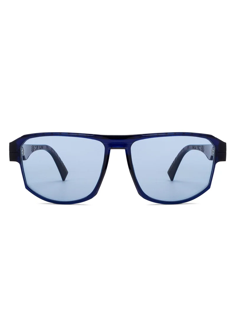 فينسينت تشيس Vincent Chase By Lenskart | MADE IN INDIA | Sunglasses for Women| Blue Full Rim Geometric Branded Latest and Stylish Sunglasses | Polarized and 100% UV Protected | Men & Women | Extra Wide | VC S15212