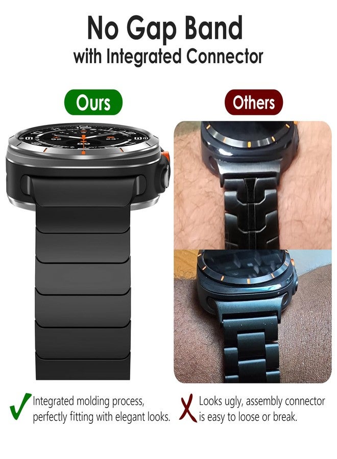 WINGLE Metal Band for Galaxy Watch Ultra Bands 47mm 2025/2024 Men 24mm Wide Rugged Stainless Steel Bracelet Classy Casual Business Samsung Galaxy Watch Ultra Band with Butterfly Folding Clasp, Black - Image 4