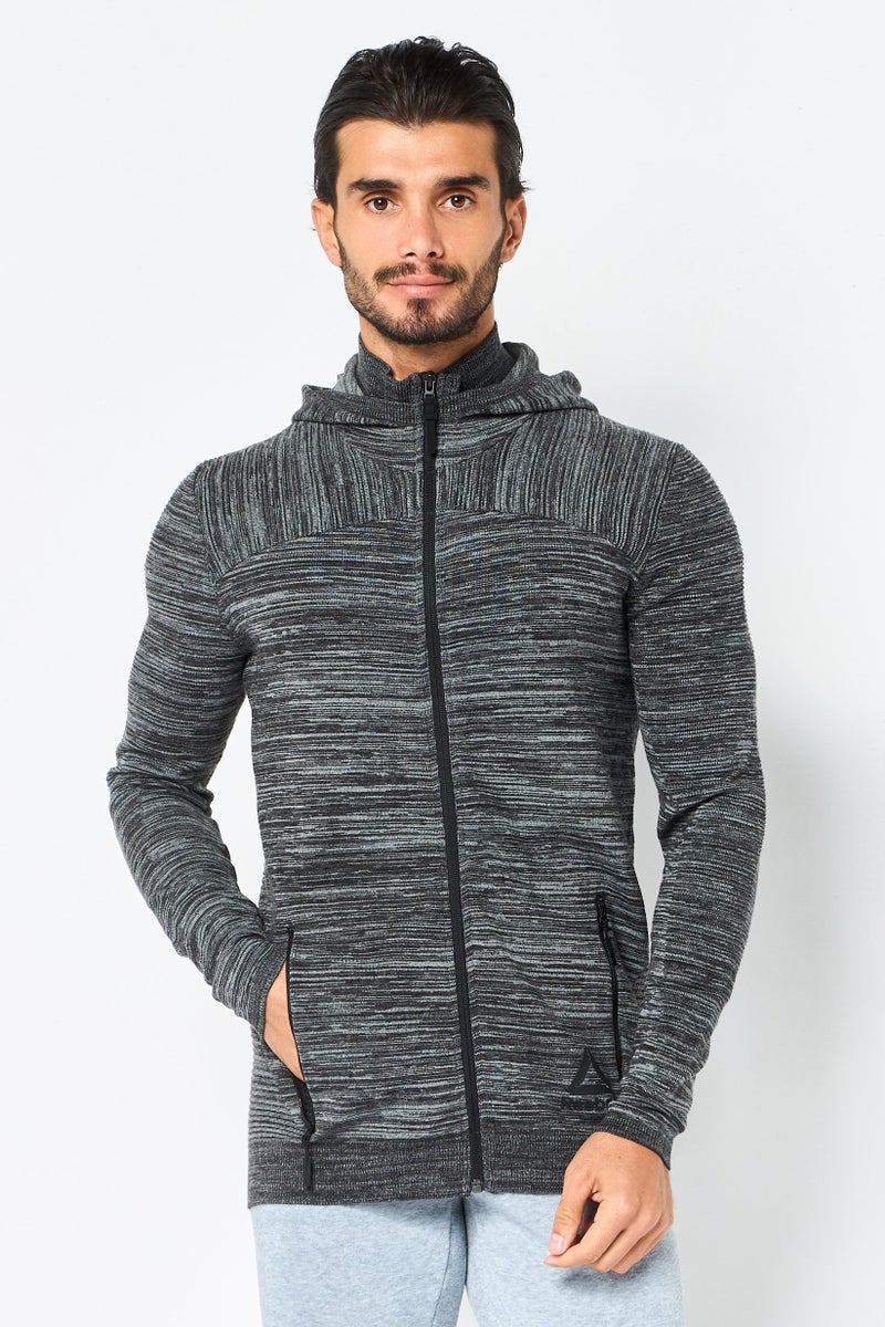 Reebok Men Sportswear Fit Long Sleeve Outdoor Full Zip Hoodie, Heather Grey - Image 1
