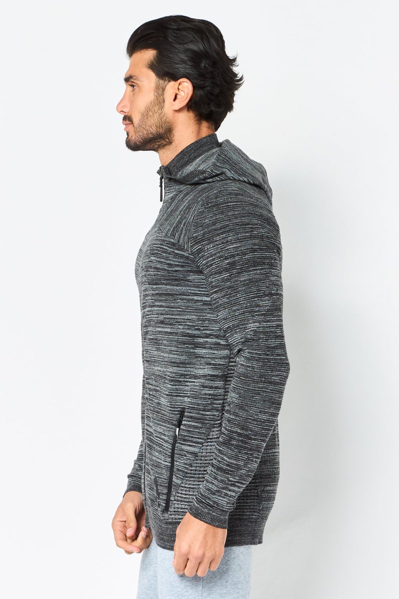 Reebok Men Sportswear Fit Long Sleeve Outdoor Full Zip Hoodie, Heather Grey - Image 3