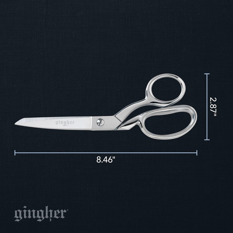 Gingher 8" Dressmaker's Fabric Scissors, Stainless Steel Shears, Sharp Knife Edge Steel Sewing Shears with Protective Sheath for Fabric Cutting and Tailoring, Chrome Plated Nickel Finish - Image 3