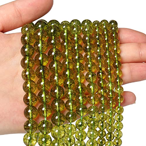 45pcs 8mm Natural Stone Beads Peridot Beads Crystal Gemstone for Jewelry Making DIY Bracelet Necklace